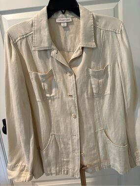 Coldwater Creek Women's Cream Button-Front Utility Jacket